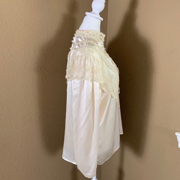 Vintage Edwardian Lace Satin Blouse Sonya Ratan San Andre Cream L - Picture 3 of 11
